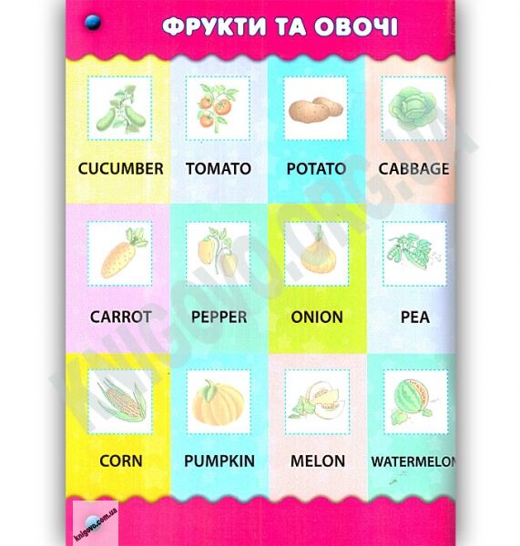 Англійська у віршах та наліпках Фрукти та овочі Fruit and vegetables Авт: Смирнова К. Вид: УЛА - фото 2