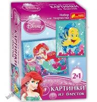 Картинка из блесток Ариэль и Флаундлер Disney 5+ Код 13153010Р Изд Ранок - Набори для розмальовування