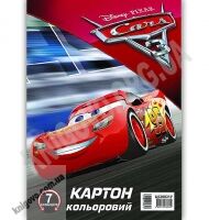 Картон кольоровий 7 кольорів Cars 3 Disney код Ц630032У Ранок - Канцелярські товари