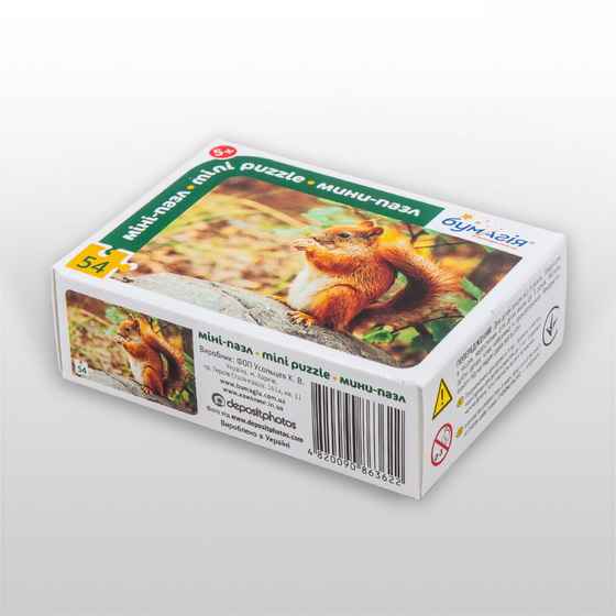 Мини-пазл 54 элемента Грызуны Белка Бумагия - фото 1