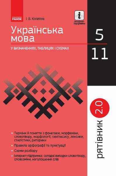 Рятівник 2.0 Українська мова у визначеннях таблицях і схемах 5-11 класи Копитіна І. Ранок