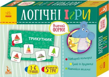 КЕНГУРУ Логічні ігри. 2+ Вивчай форми. 24 картки (Укр) - фото 1