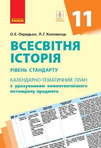 Всесвітня історія 11 клас Календарно-тематичний план з урахуванням компетентісного потенціалу предмета Ранок - Чорна П'ятниця акційні товари