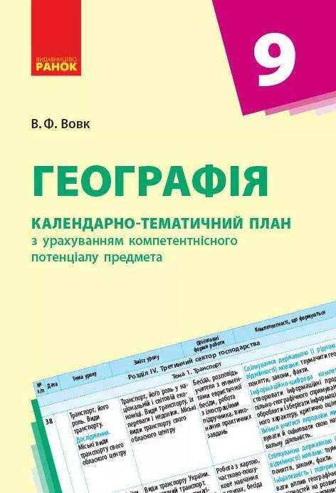 Календарно-тематичний план Географія 9 клас Ранок