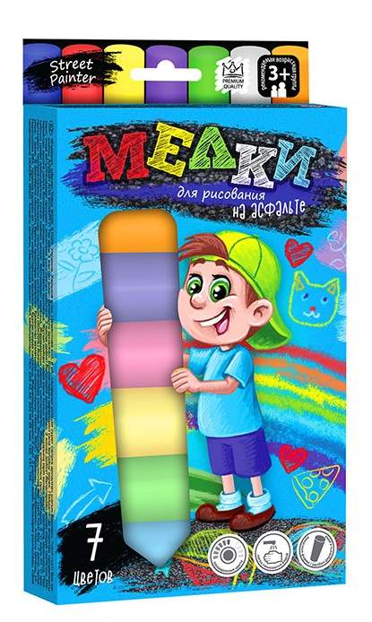 Крейда для малювання на асфальті велика 7 шт. Хлопчик Danko Toys - фото 1