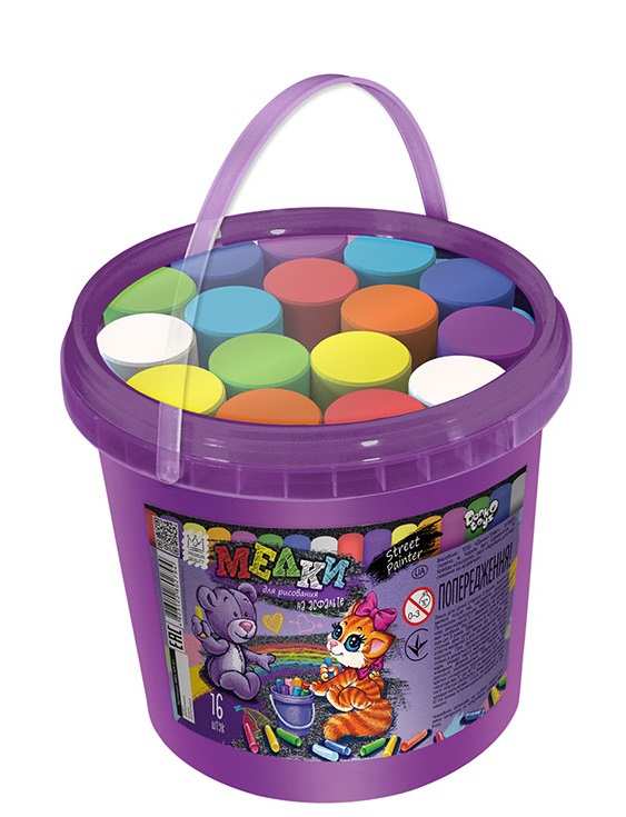 Крейда для малювання на асфальті банка 16 штук Danko Toys - фото 1