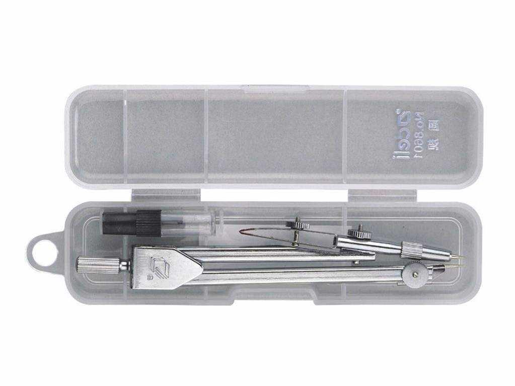 Готовальня Deli 8601 2 предмета - Ножиці, циркулі, чинки, ластики