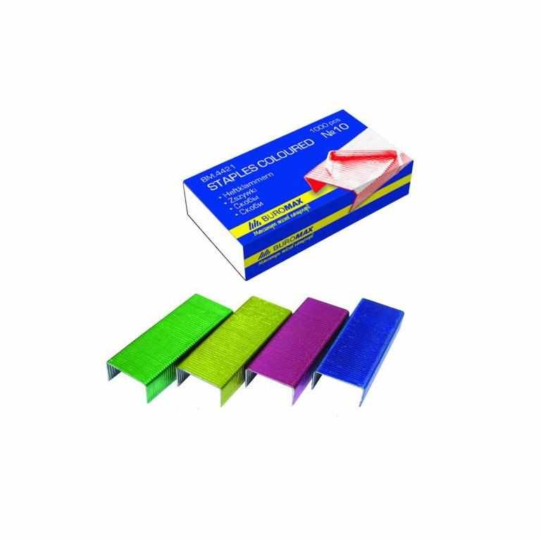 Скоби для степлера Buromax 4421 мiкс № 10 1000 шт кольоровi - Офісні дрібниці