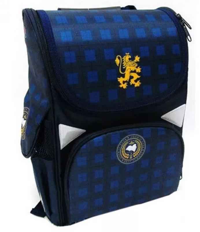 Ранець J_Otten 1828AB синiй 34х26х14,5 см, 660 гр, полiестер, Клiтинка ортопедичний короб, свiтловiдб. Ранець J_Otten 1828AB синiй 34х26х14,5 см, 660 гр, полiестер, Клiтинка ортопедичний короб, свiтловiдб. - Пенали, сумки, ранці