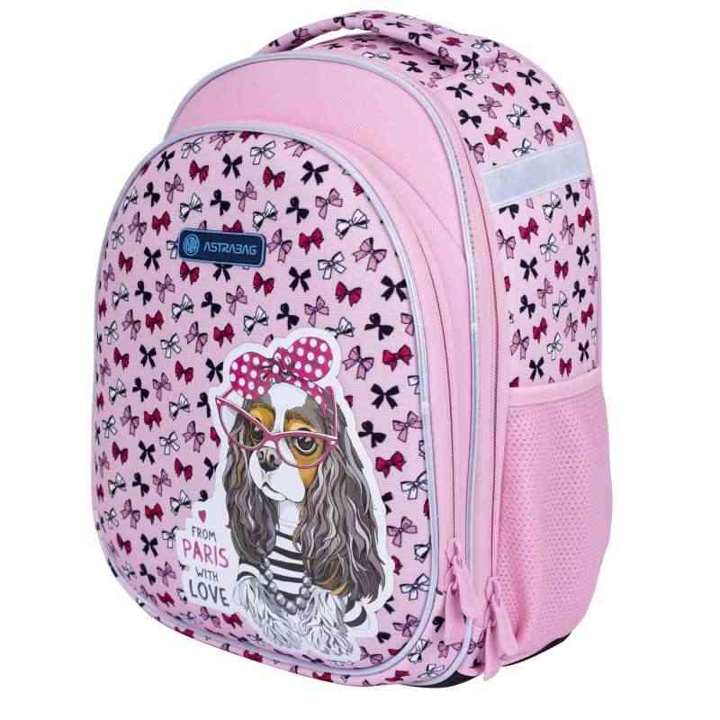 Ранець Astrabag 501021014 рожевий 39x30x17, 1 вiд, полiестер AS1, Sweet Dog With Bows ортопедичний свiтловiдб. - Пенали, сумки, ранці