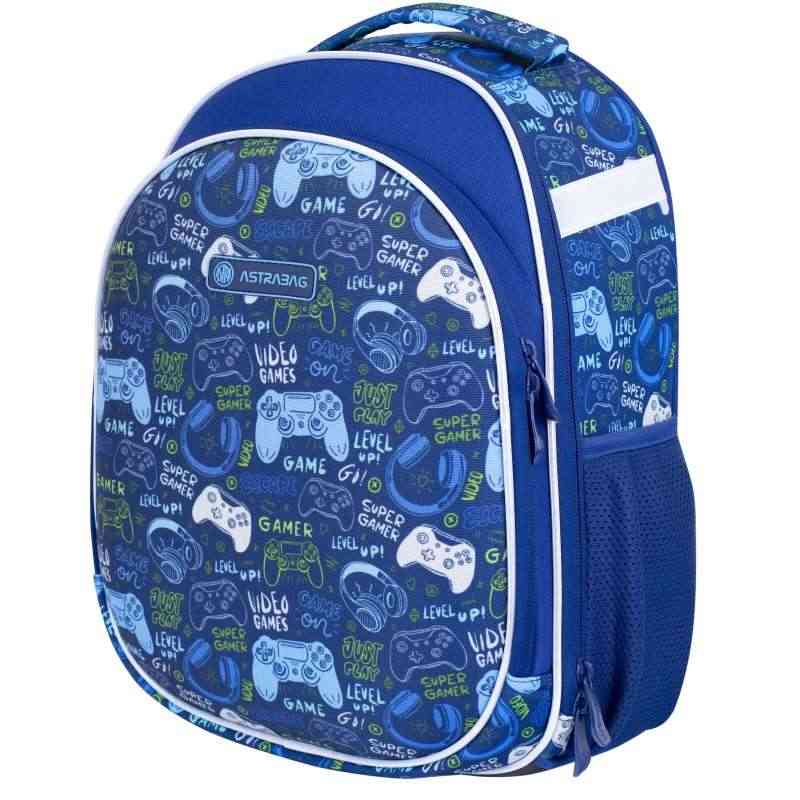 Ранець Astrabag 501021021 синiй 39x28x15, 1вiд, полiестер AS1 Game Go ортопедичний свiтловiдб.