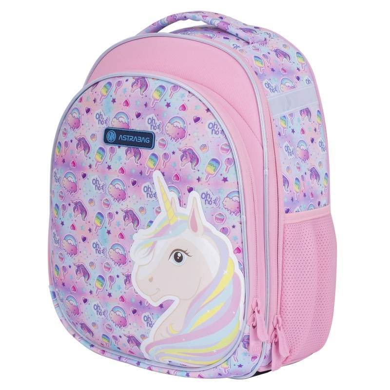 Ранець Astrabag 501021069 рожевий 39x28x15, 1вiд, полiестер AS1 Unicorn ортопедичний свiтловiдб. - фото 1