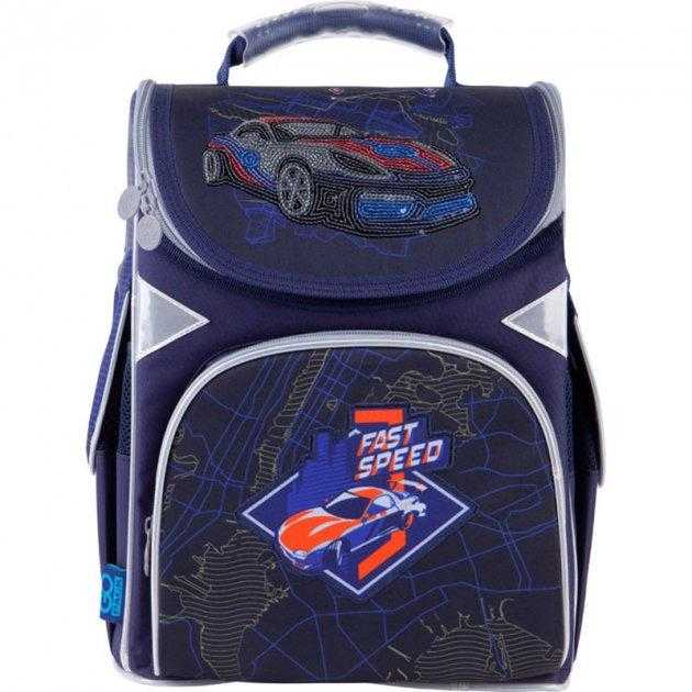 Ранець Kite 21 GO21-5001S-13 темно-синiй 34X26X13, 900 гр, полiестер, First speed, ортоп. сп, каркасний, свiтловiд. ел. - Пенали, сумки, ранці