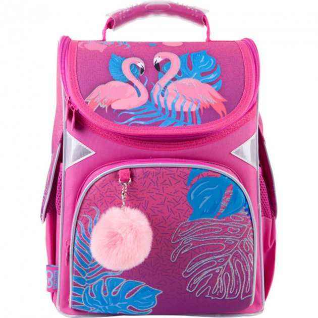 Ранець Kite 21 GO21-5001S-4 рожевий фiолет 34X26X13, 900 гр, полiестер Pink flamingoes ортоп. сп, каркасний свiтловiд. ел. - Пенали, сумки, ранці