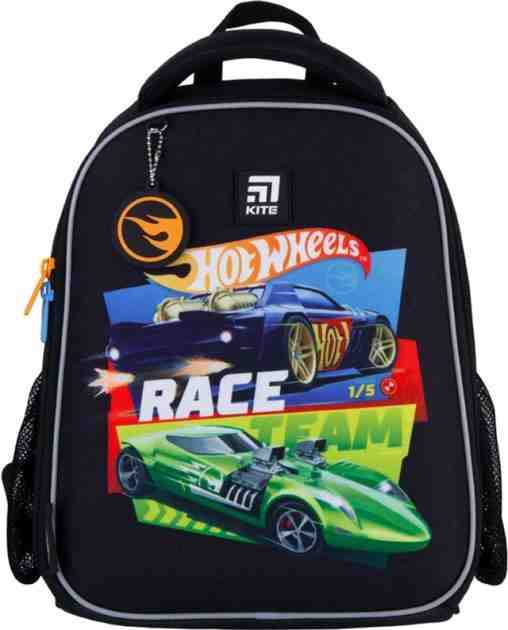 Ранець Kite 21 HW21-555S чорний Hot Wheels 35х26х13,5, 820 гр, EVA полiестер 555 HW ортоп. сп. - Пенали, сумки, ранці