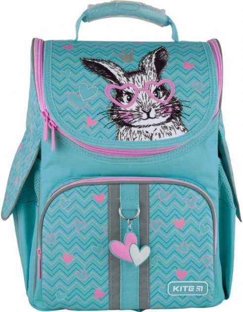 Ранець Kite 21 K21-501S-4 бiрюзовий 35х25х13, 960 гр, полiестер 501 Cute Bunny ортоп. сп. каркасний свiтловiд. ел. - Пенали, сумки, ранці