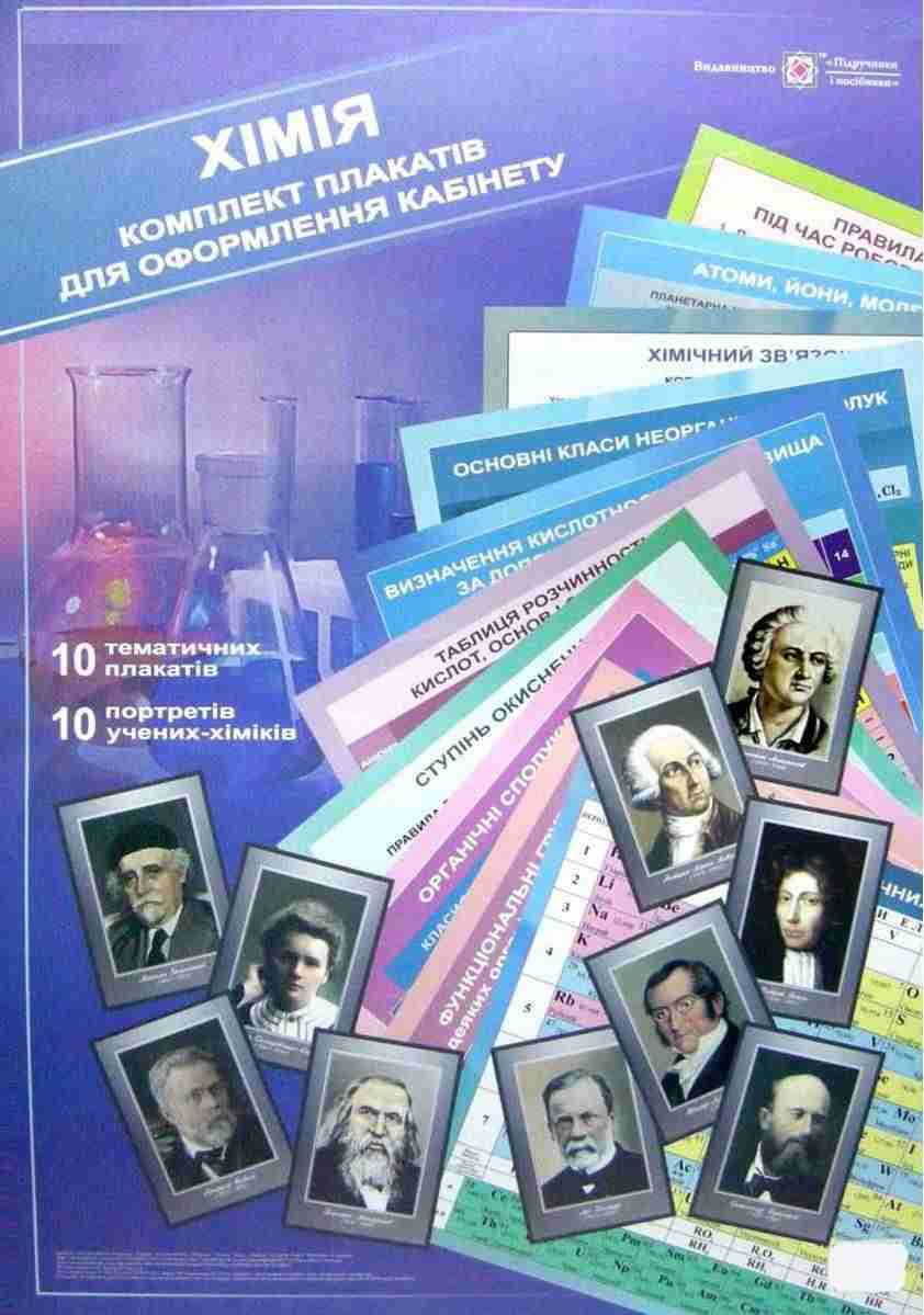 Хімія Комплект плакатів для оформлення кабінету Підручники і посібники - Оформлення предметних кабінетів