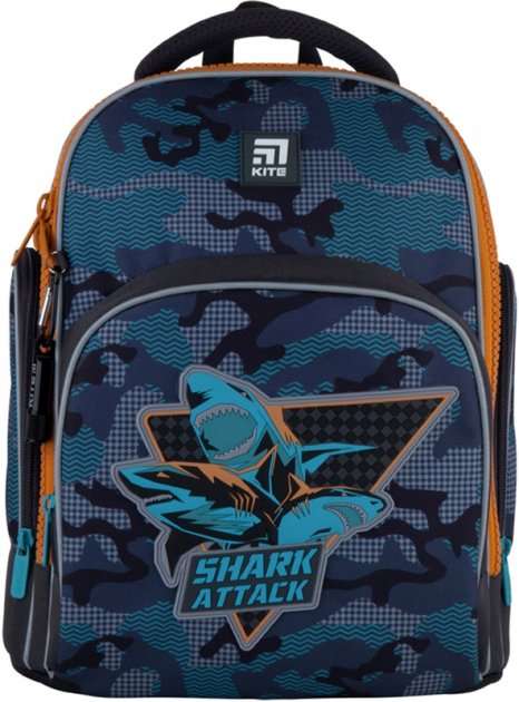 Ранець Kite 21 K21-706S-1 темно-сiрий 36x29x16,5, 870 гр, полiестер 706S Shark attack ортоп. сп. свiтловiд. ел. - фото 1