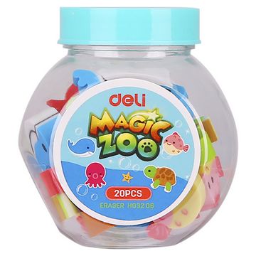 Ластики Deli EH03206 мiкс 20шт морськi мешканцi.