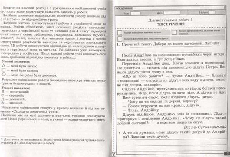 Діагностувальні роботи Українська мова та читання 4 клас НУШ Авт: Терещенко О. Вид-во: Весна - фото 3