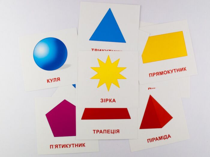 Дидактичний матеріал Картки міні Геометричні фігури / Geometric figures (110х110 мм) Зірка - фото 2