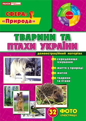 Демостраційні фотоілюстрації.Тварини та птахи України - Оформлення предметних кабінетів