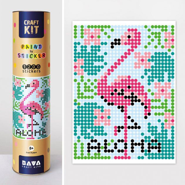 Картина по номерам з наліпками в тубусі Фламінго 33х48см, 1200 стікерів Ранок - Набори для розмальовування