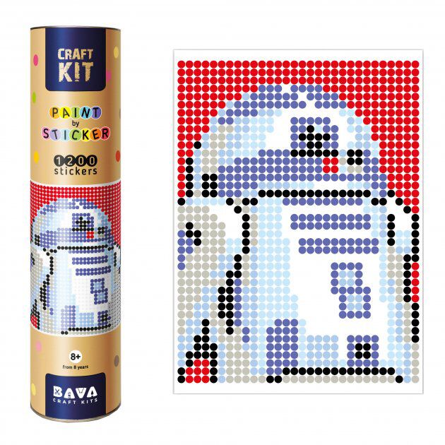 Картина по номерам з наліпками в тубусі "Робот синій", 33х48см, 1200 стікерів. - фото 1