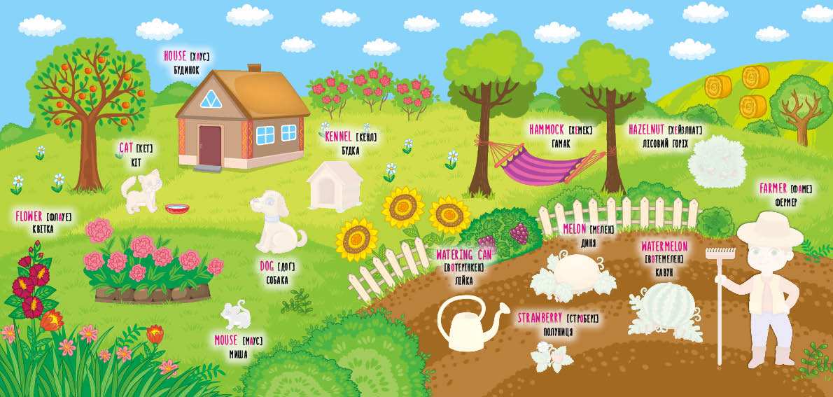 Наліпки-навчалки Гомінка ферма Noisy Farm Ілюстрований словник УЛА - фото 2