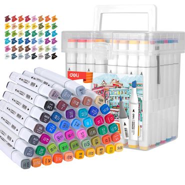 Скетч маркери Deli 48кол 1мм/7мм двостороннi, квадратний корпус