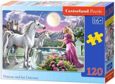 Castorland Puzzle 120 midi. Princess and her Unicorns / Принцеса та єдинороги - Пазли