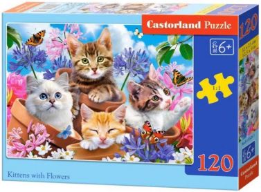 Castorland Puzzle 120 midi. Kittens with Flowers / Кошенята з квітами - Пазли