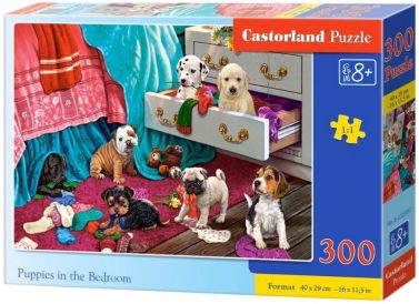 Castorland Puzzle 300. Puppies in the Bedroom / Цуценята в спальні - Пазли