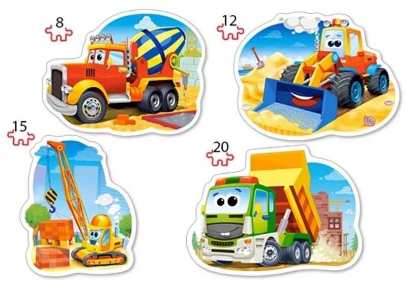 4х Puzzle (8,12,15,20). Construction Vehicles / Будівельний транспорт - фото 2