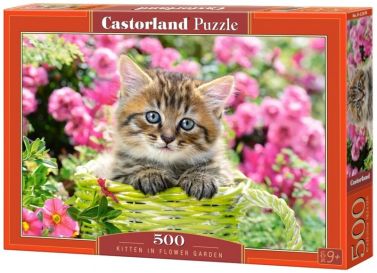 Castorland Puzzle 500. Kitten in Flower Garden / Кошеня в квітнику - Пазли