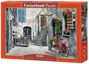 Castorland Puzzle 500. Charming Alley with Red Bicycle / Чарівна алея з червоним велосипедом - Пазли
