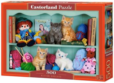 Castorland Puzzle 500. Kitten Shelves / Кошенята на полицях - Пазли