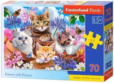 Castorland Puzzle 70. Kittens with Flowers / Кошенята з квітами - Пазли