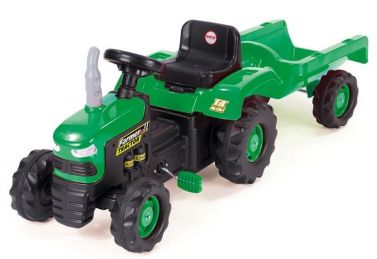 Педальний трактор з причепом (зелений) Педальний трактор з причепом (зелений) - Іграшкові набори, меблі, пристрої, транспорт