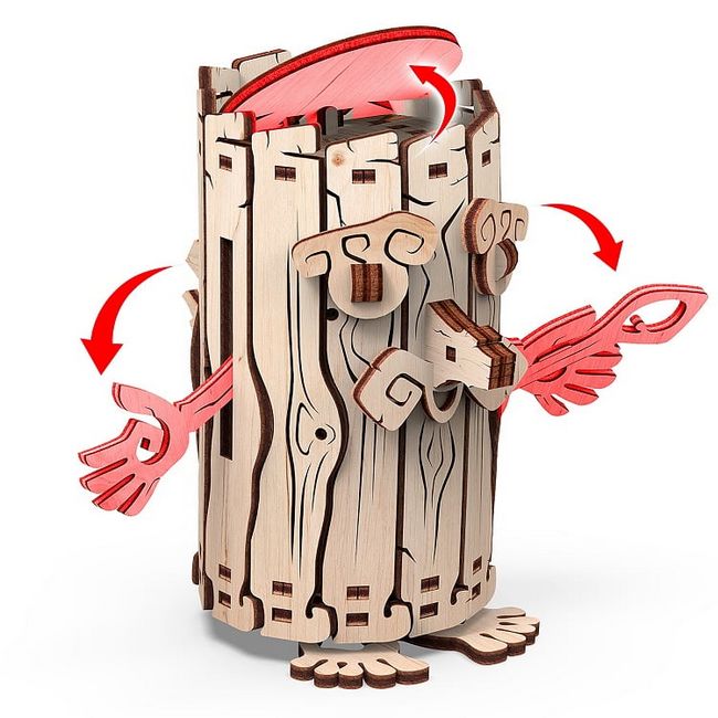 Скарбничка Лісовичок. Механічна деревяна 3D-модель - фото 4