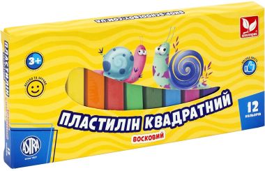 Пластилін квадратний восковий 12 кольорів - Пластилін та аксесуари