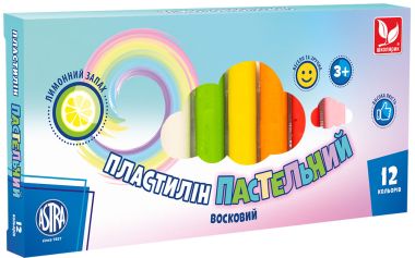 Пластилін круглий восковий пастельні кольори із запахом лимона 12 кольорів - Пластилін та аксесуари