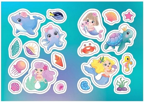 Магічні розмальовки + яскраві наліпки. Русалки - фото 2