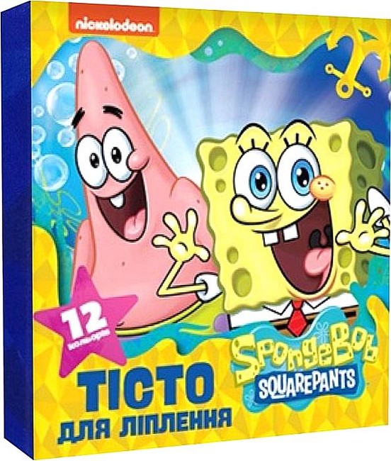 Тісто для ліплення SpongeBob SquarePants. Набір із 12 кольорів - фото 1