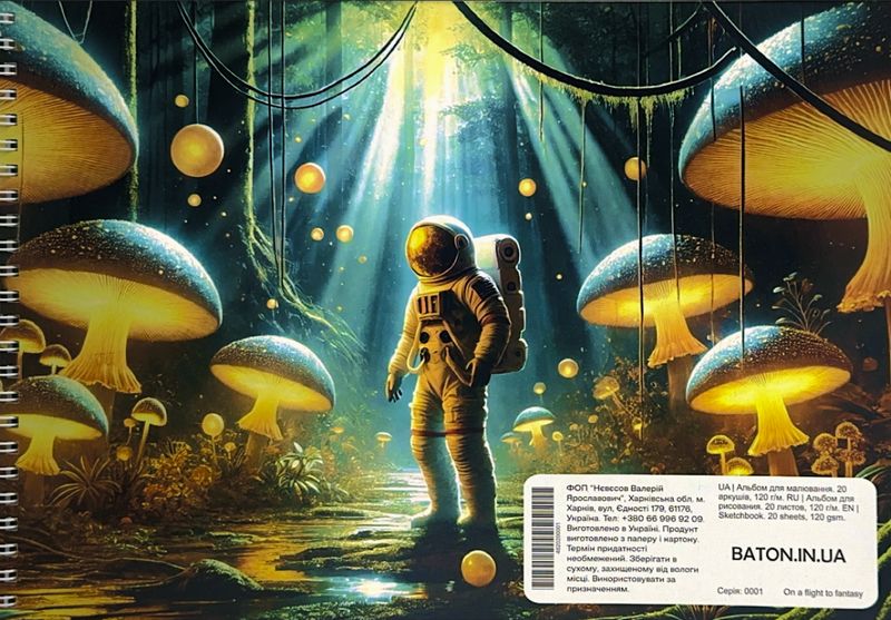 Альбом для малювання У польоті фантазій 20 аркушів ЕКО-картон BTN-020-0001 ЛАК, мет.пружина - фото 1