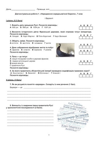 Діагностувальні роботи інтегрованого курсу Історія: Україна і світ 7 клас НУШ Авт: І. Васильків І. Димій Вид-во: Астон - фото 2