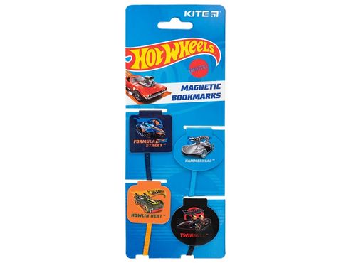 Закладинки Kite Hot Wheels 4шт/в блістері магнітні+стрічка-лясе НW24-497 - фото 1