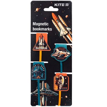 Закладинки Kite Space 4шт/в блістері магнітні+стрічка-лясе К24-497