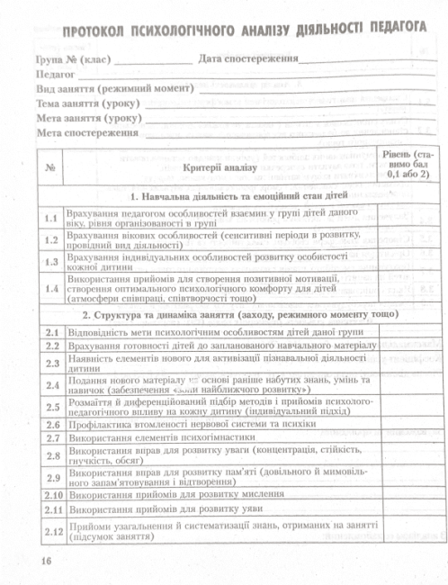 Журнал спостережень і психологічного аналізу діяльності педагогів практичним психологом соціальним педагогом Ранок - фото 4