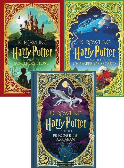 Harry Potter and the Sorcerers Stone + Harry Potter and the Chamber of Secrets + Harry Potter and the Prisoner of Azkaban (set of three books)(MinaLima Edition) - фото 1